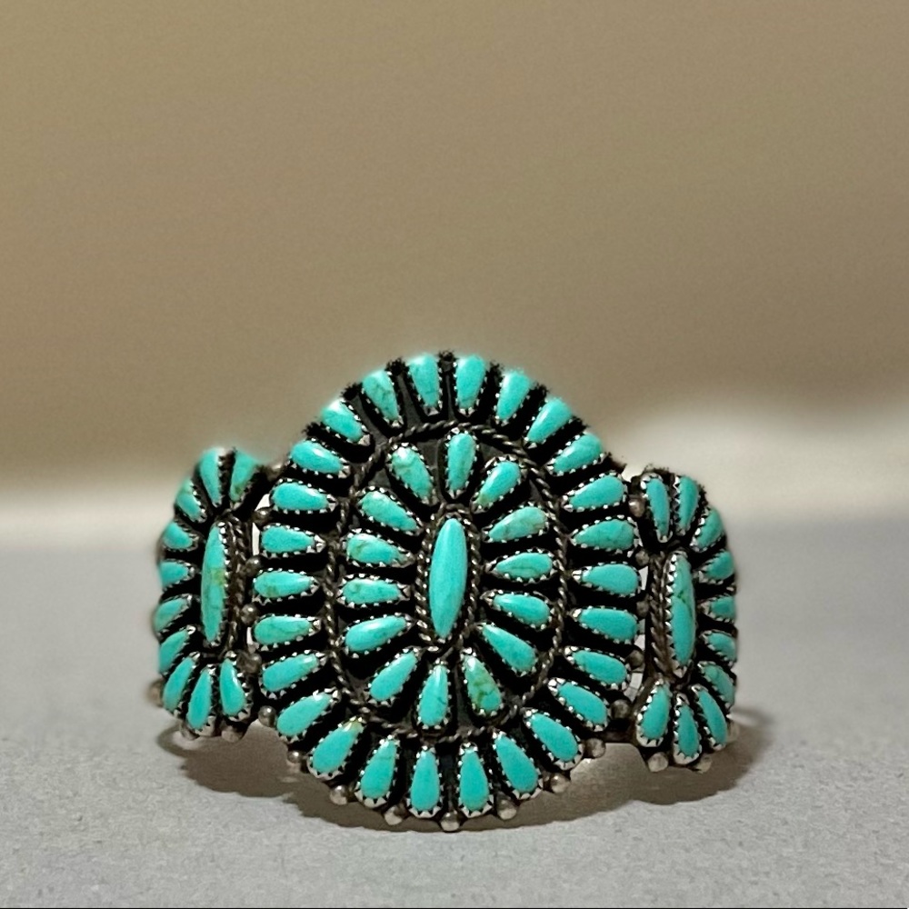 Vintage Green Turquoise Cluster Bracelet